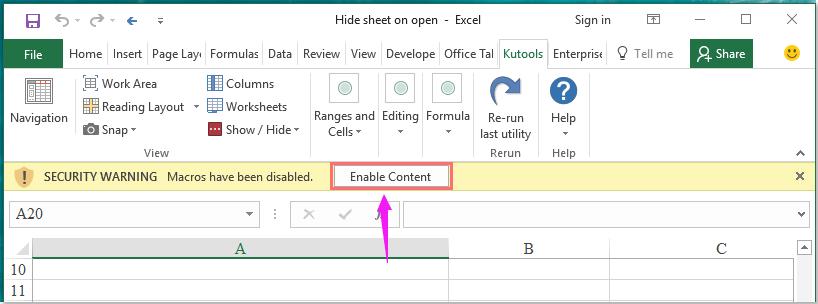 Hướng dẫn cách tự động ẩn các sheets cụ thể khi mở tệp Excel